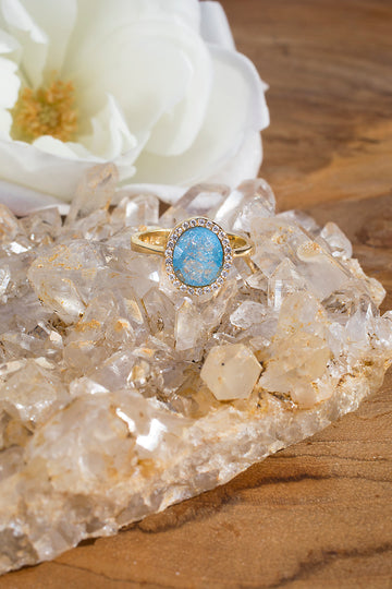 Blue raw diamond ring